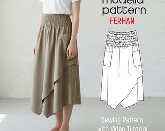 Ferhan Skirt Sewing Pattern – Maxi Skirt PDF with Video Tutorial