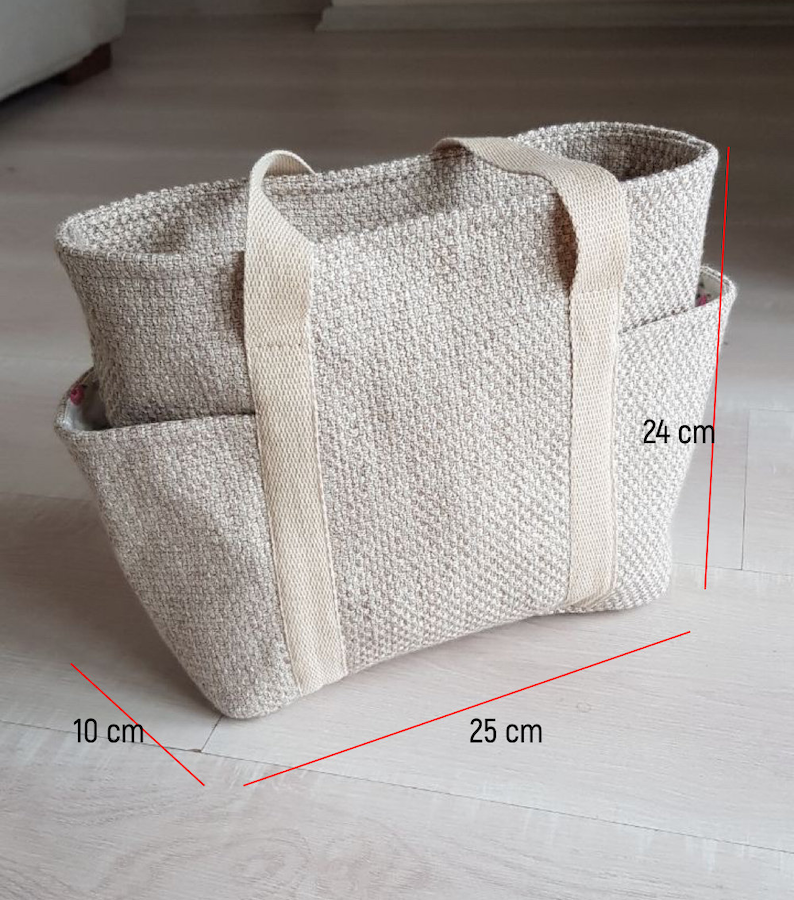 Patrón de mini bolso tote, bolso tote con bolsillos, bolso tote de lona, patrón digital en PDF para descargar, plantilla de bolso, bolso imagen 8