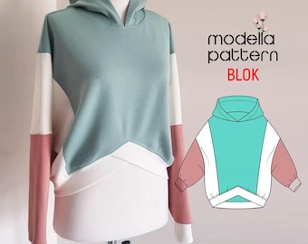 Blok Color Block Sweatshirt Sewing Pattern | Knit Fabric Top (PDF Download)
