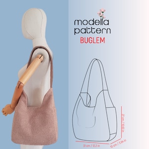 Buglem Tasche Schnittmuster Tasche mit Taschen Canvas totebag digitales pdf muster pdf download Einkaufstasche Schnittmuster Ledertasche