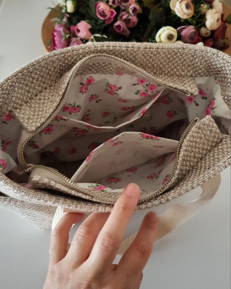 Patrón de mini bolso tote, bolso tote con bolsillos, bolso tote de lona, patrón digital en PDF para descargar, plantilla de bolso, bolso imagen 6
