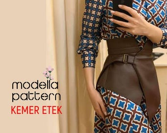 Kemer Etek Accessory Sewing Pattern PDF, Wrap Waist Belt Pattern, Asymmetrical Overlay Skirt DIY,  Video Tutorial Included- Size S-M-L