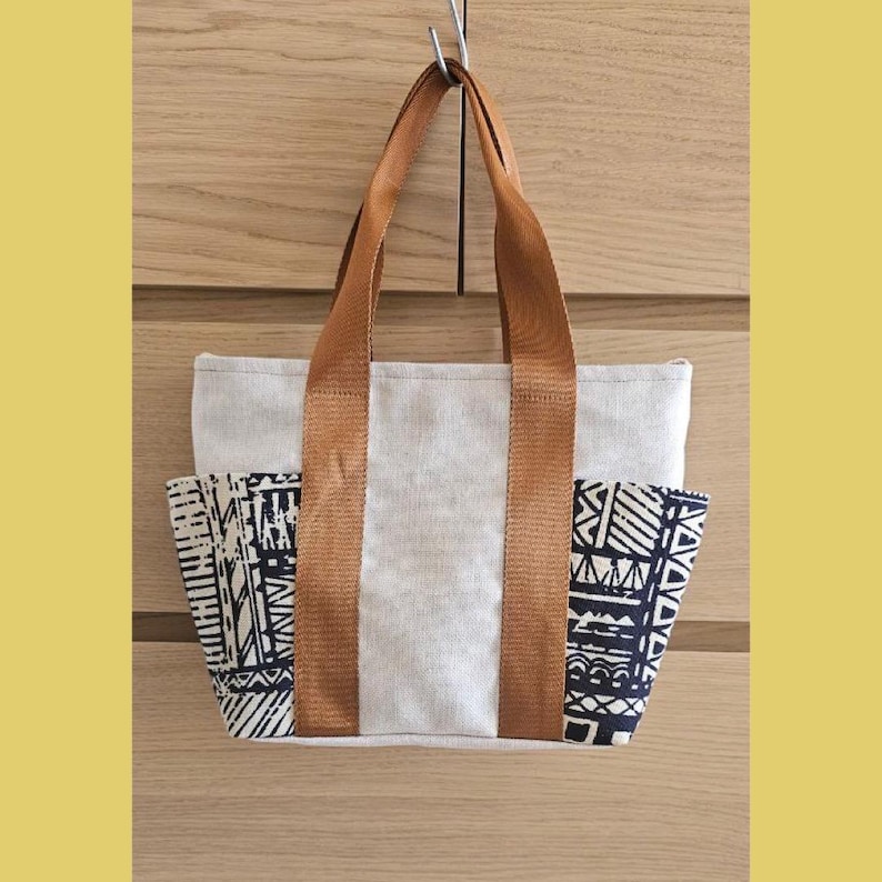 Patrón de mini bolso tote, bolso tote con bolsillos, bolso tote de lona, patrón digital en PDF para descargar, plantilla de bolso, bolso imagen 2