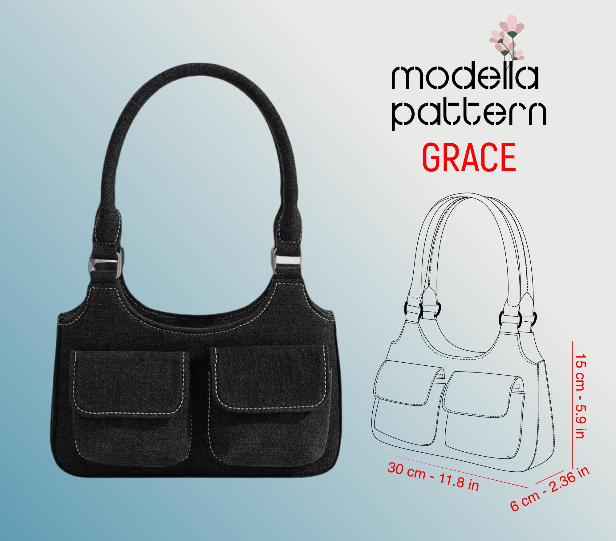 Solid Handbag Pattern Grace Shoulder Bag Pattern , Canvas Bag With Pockets ,canvas Totebag ...