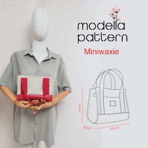 Mini bag pattern,tote bag with pockets,canvas tote bag , digital pdf pattern ,pdf download , shopping bag pattern , bag template , bag