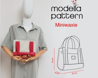 Mini bag pattern,tote bag with pockets,canvas tote bag , digital pdf pattern ,pdf download , shopping bag pattern , bag template , bag