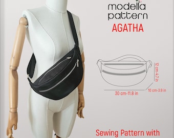 Agatha bag , sling bag , Tote bag pattern , tote bag with pockets , canvas tote bag , digital pdf pattern ,  pdf download, bag template