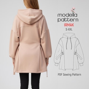 Modello tunica IRMAK - TAGLIA L - tunica, modelli di cucito, modello di maglietta, download PDF, felpe con cappuccio e maglioni, modello di cucito per felpa con cappuccio