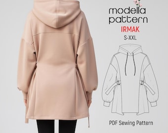 IRMAK tunic pattern - L SİZE- tunic , sewing patterns , t-shirt pattern ,  pdf download , hoodies and sweaters,  hoodie pattern sewing