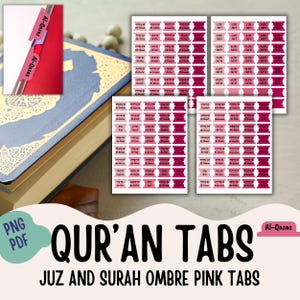 Onglets du Coran, Onglets de la sourate et du Juz, Rappels islamiques, Onglets de séparation du Coran, Onglets du Coran bricolage, Onglets du Coran imprimables, Traqueur du Coran