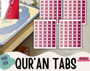Pestañas del Corán, Pestañas del Corán Surah y Juz, Recordatorios islámicos, Pestañas divisorias del Corán, Pestañas del Corán DIY, Pestañas del Corán imprimibles, Rastreador del Corán