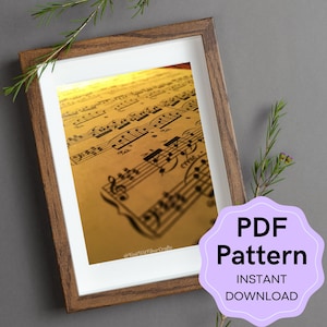 Sheet Music Cross Stitch PDF Pattern