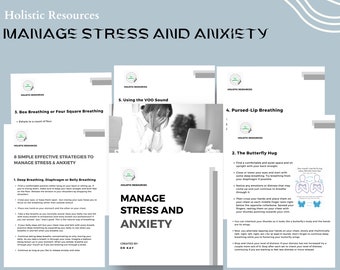 Manage Stress and Anxiety |  printable chart | digital planner | selfcare | guide | health guide | stress | destress | anxiety | guide |