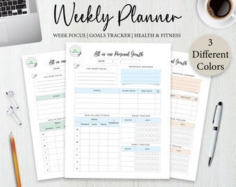 Weekly Planner | Goal Focus | Health and Fitness | digital planner | printable planner | ipad planner | GoodNotes Planner | plan your week