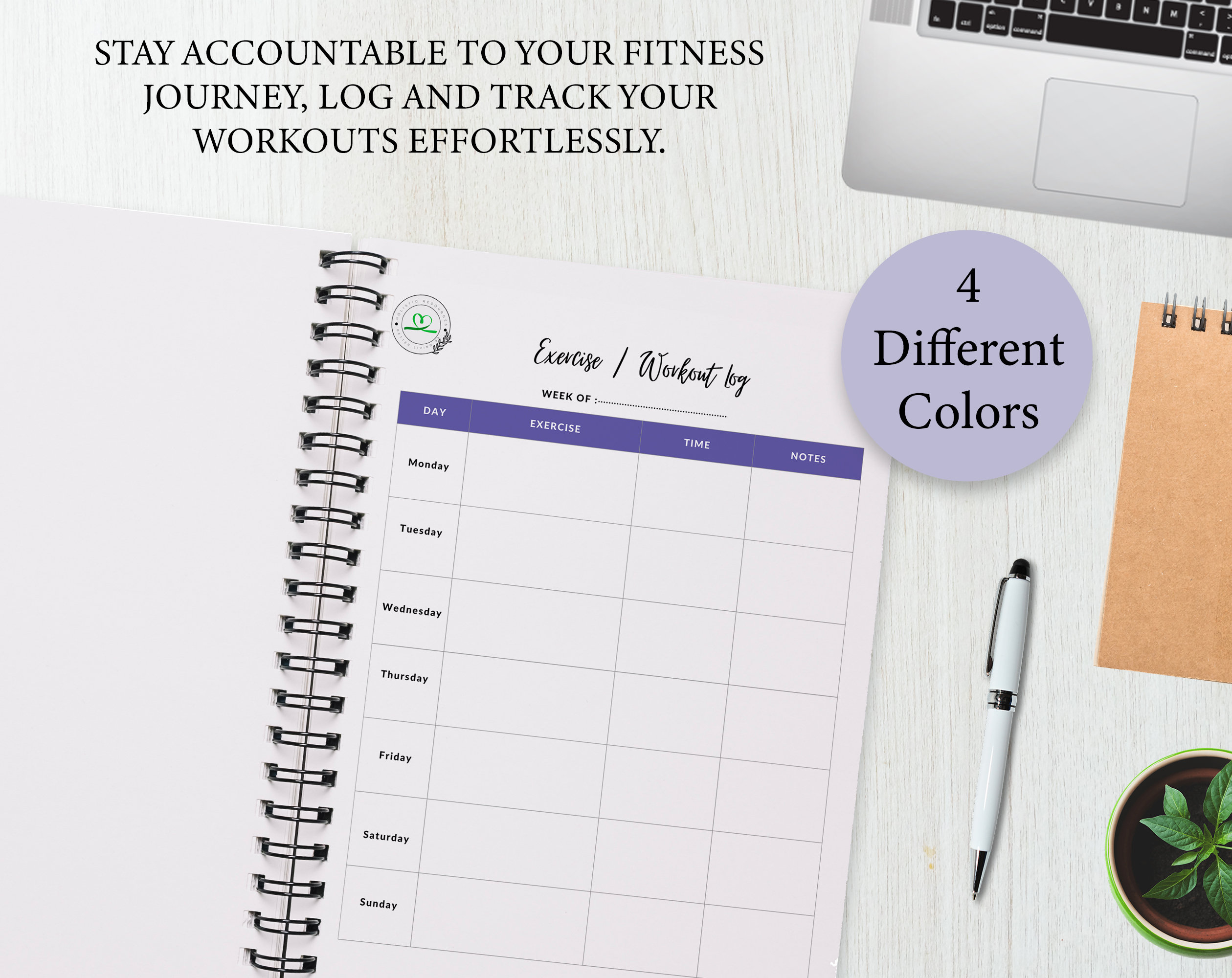 Workout Log Exercise Planner Health and Fitness Digital Planner ...