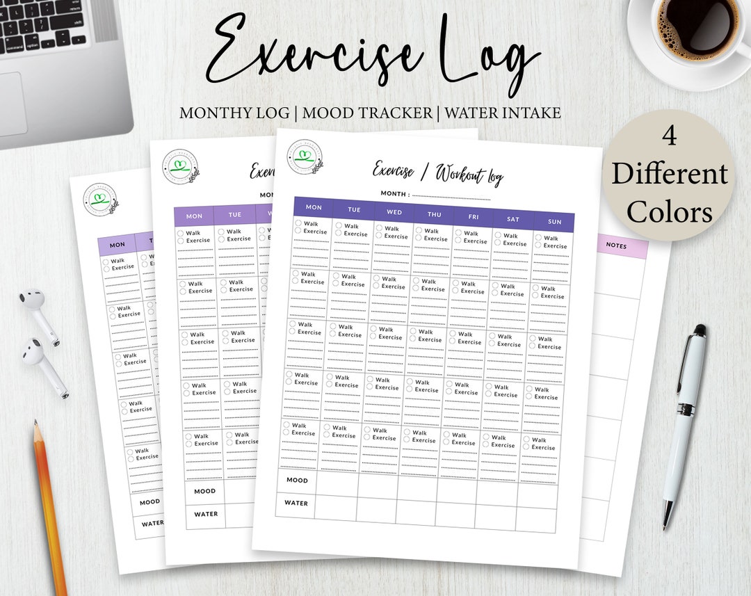 Exercise Log | Exercise Planner | Health and Fitness | Digital Planner ...