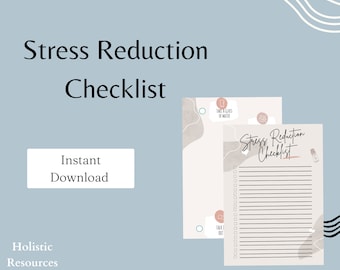 Stress Reduction Checklist | Stress Tracker | Stress management | Stress Control | Daily Stress Triggers Tracker | Self Care Therapy Journal