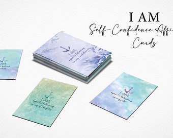 30 I AM Self Confidence Affirmation Cards | confidence | anxiety | digital cards | quote cards | wellness | selfcare cards | mental health