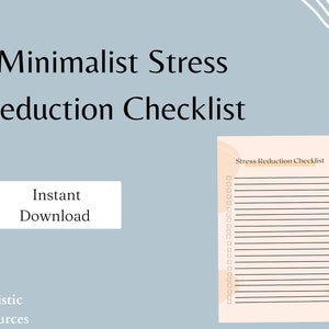 Minimalist Stress Reduction Checklist | Stress Tracker | Stress management | Stress Control | Stress Triggers Tracker | Self Care Journal