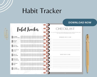Daily Habit Tracker Printable | Habit Tracker Template | Self Care Habit | Routine Tracker | 30 Day Habit Challenge | Digital Habit Tracker