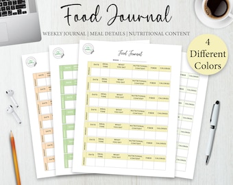 Food Journal | meal planner | nutrition | recipe planner | delicacy planner | digital planner | printable planner | weekly journal