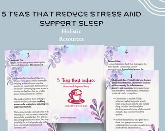 5 teas that reduce stress and support sleep | digital guide | digital planner | selfcare | guide | health guide | wellness | planner |