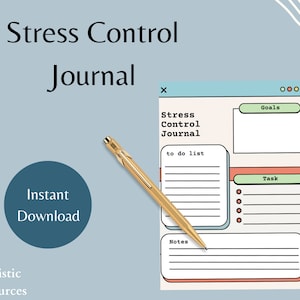 Stress Control Journal | Stress Reduction Journal | Stress Relief Journal Prompts| Daily Stress Triggers Tracker | Self Care Therapy Journal