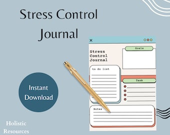 Stress Control Journal | Stress Reduction Journal | Stress Relief Journal Prompts| Daily Stress Triggers Tracker | Self Care Therapy Journal