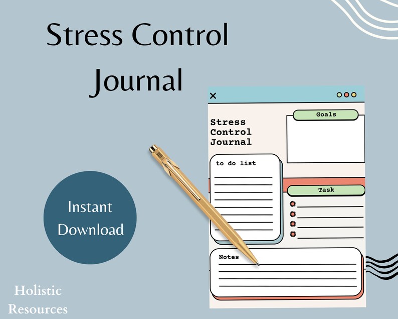 Stress Control Journal Stress Reduction Journal Stress Relief Journal Prompts Daily Stress Triggers Tracker Self Care Therapy Journal image 1