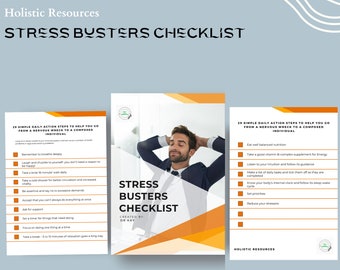 Stress Busters Checklist| digital guide | digital planner | selfcare | guide | health guide | wellness | stress | destress | checklist