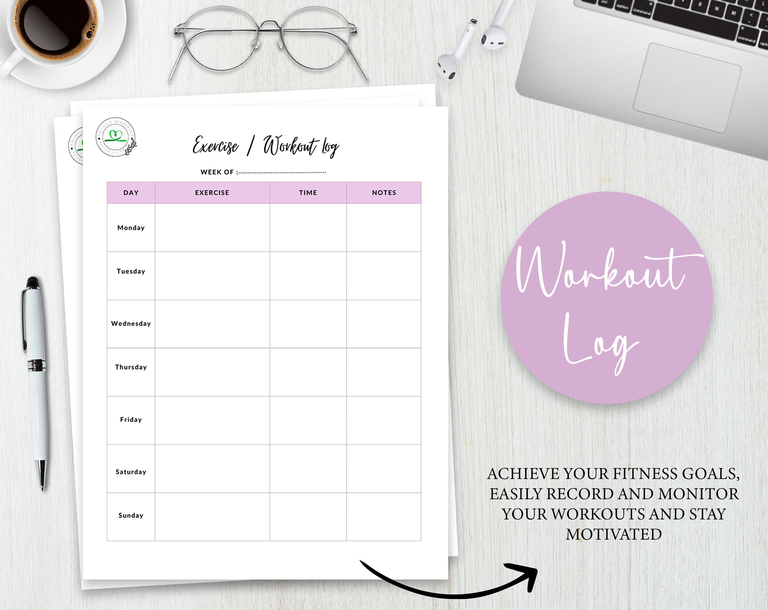 Workout Log | Exercise Planner | Health and Fitness | Digital Planner ...