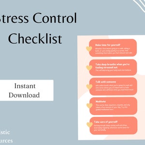 Stress Control Checklist | Stress Tracker | Stress management | Stress Control | Daily Stress Triggers Tracker | Self Care Therapy Journal
