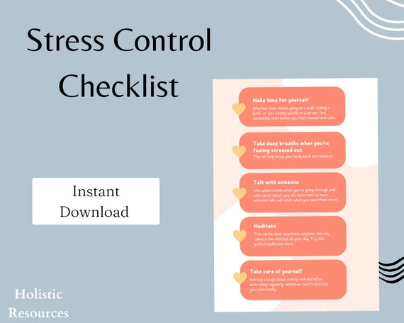 Stress Control Checklist | Stress Tracker | Stress management | Stress Control | Daily Stress Triggers Tracker | Self Care Therapy Journal
