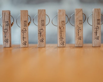Porte-clés pendentif en bois pendentif en bois personnalisé famille