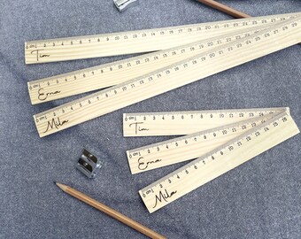 Wooden ruler back to school ruler 30 cm / 16 cm personalized