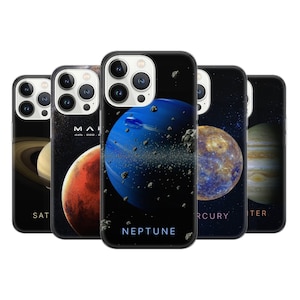 Funda para teléfono con planetas y estrellas, Júpiter, Marte, Mercurio, Saturno y Neptuno para iPhone, Samsung y Pixel.
