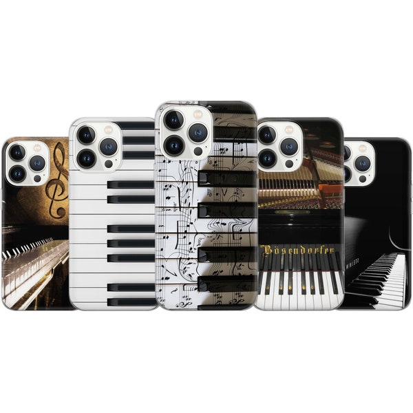 Teclado de piano Caja de teléfono musical Cubierta de teclas de piano para iPhone 15 14 13 12 11 XR 8 7, Samsung S23 S22 A73 A53 A13 A14 S21 Fe S20, Pixel 8 7 6