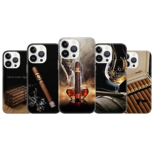 Cigar and whiskey Phone Case Cigars Cover for iPhone 17 15 14 13 12 Pro 11 XR 8 7 Samsung S24 S23 S22 A73 A53 A13 A14 S21 Fe S20 Pixel 10 7