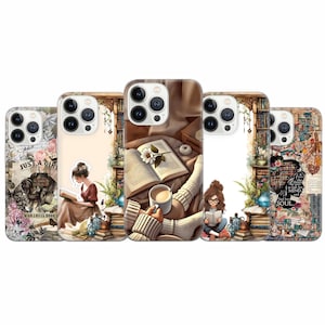 Bibliophile Bookworm Phone Case Book Library Cover for iPhone 17e, 15, 14, 13, 12, 11, Pixel 9 Pro, 8, 7A, Samsung S25 edge, S24 FE, A71 A36