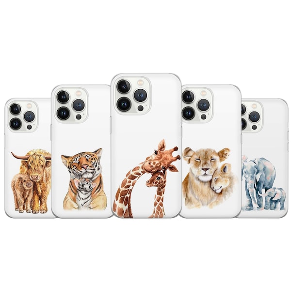 Baby animals Phone Case Giraffe Lion Mammoth Cover for iPhone 15 14 13 12 Pro 11 XR 8 7 Samsung S23 S22 A73 A53 A13 A14 S21 Fe S20 Pixel 8 7