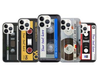 Capa de celular com fita cassete dos anos 80: capa musical personalizada
