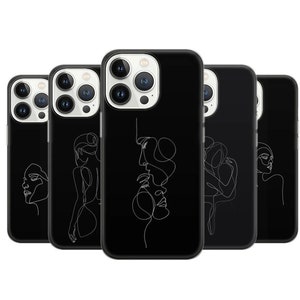 Custodia per telefono con disegno a linea singola, linea continua, cover per Pixel 9 8, iPhone 16 15 14 13 12 Pro, Samsung S25 S24 S23 Fe A73 A53 A13
