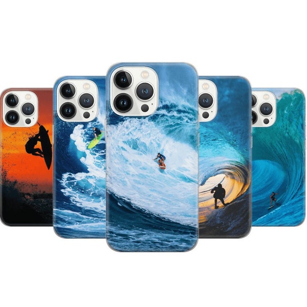 Surf wave Phone Case Surfing waves Cover for iPhone 14 13 12 Pro 11 XR 8 7, Samsung S23 S22 A73 A53 A13 A14 S21 Fe S20, Pixel 7 6A