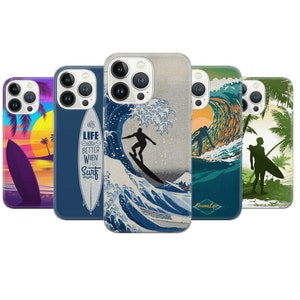 Capa para celular Surfboard Waves: Surfing Life, capa de gel TPU para iPhone, Samsung, Google Pixel