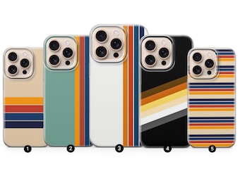 Retro Stripes Phone Case Aesthetic Cover for iPhone 17Pro Max, 15 Plus, 14, 13, 12, 11, XS & Samsung S25, S24, A56, A55, Pixel 9, 8