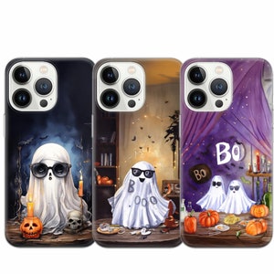 Süße Geist Halloween Handyhülle Spooky Cover für iPhone 17e, 15, 14, 13, 12, 11, Google Pixel 9 Pro, 8 7A, Samsung S25 edge, S24 FE, A71 A36