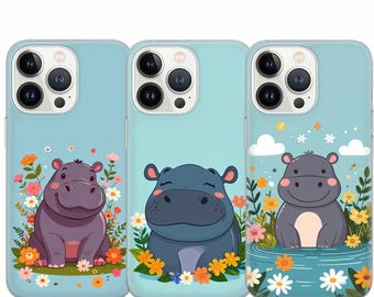 Bonita funda de hipopótamo para iPhone 17e, 15, 14, 13, 12, 11, Pixel 9 Pro, 8 7A, Samsung S25 edge, S24 FE, A71 A36