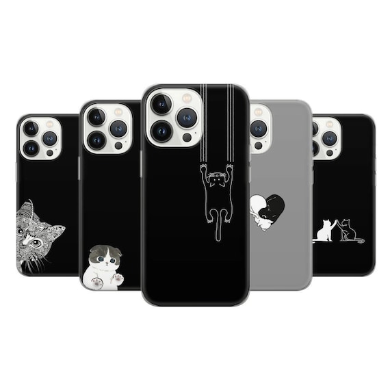 For cat lovers Phone Case Cute black cat Meow Cover for iPhone 17 15 14 13 12 Pro 11 XR Samsung S23 S22 A73 A53 A13 A14 S21 Fe S20 Pixel 10