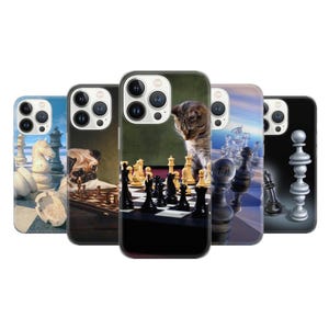 Chess game Phone Case Chess board Cat Dog Cover for iPhone 17 15 14 13 12 Pro 11 XR 8 Samsung S23 S22 A73 A53 A13 A14 S21 Fe S20 Pixel 10 7