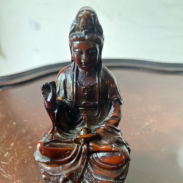 Sitting Guan Yin Bodhisattva Small Statue Kwan Yin Quan Yin Buddha Meditation Alter